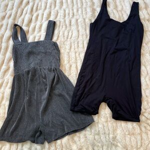 Maternity Black and Gray Romper Bundle